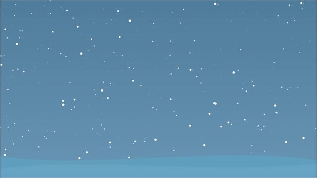 Winter snowfall background with falling white snowflakes on a blue sky
