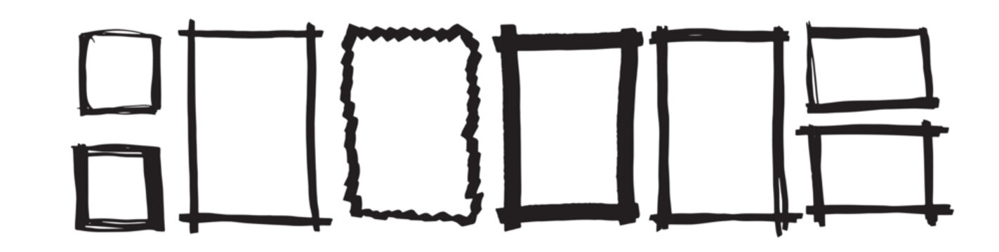 Shape marker outline on hand draw style. Scribble pencil square text box. Marker scratch scribble scrawl border