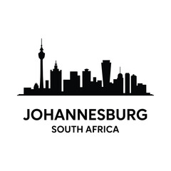 Fototapeta premium Johannesburg skyline silhouette with city name and south africa text