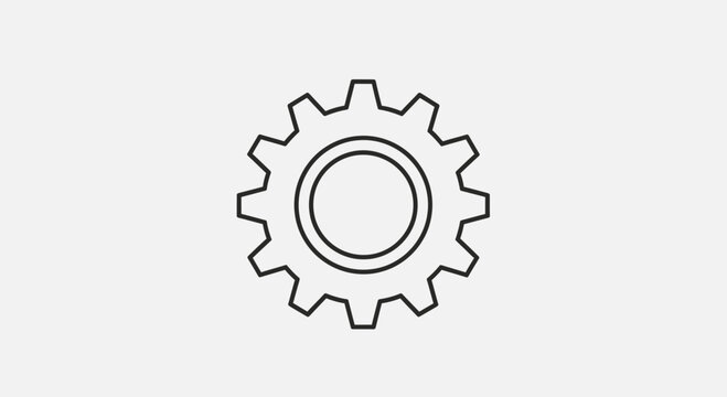 Single Gear Icon - Simple Machine Part, Industrial Symbol