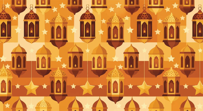 Seamless background pattern with hanging lanterns and stars for ramadan kareem background seamless celebration religious traditional wallpaper