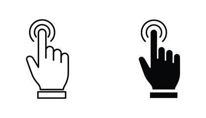Obraz premium Hand finger clicking icon set for user interface design in outline and solid black graphic styles