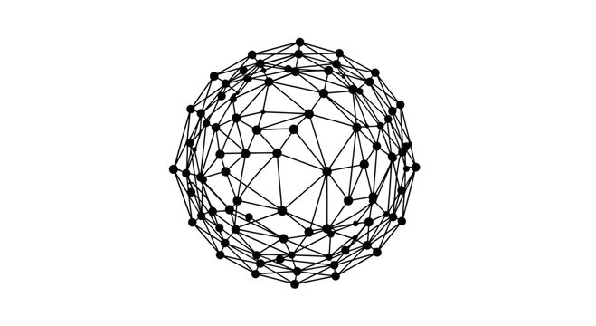 Abstract Geometric Sphere with Connected Nodes and Lines