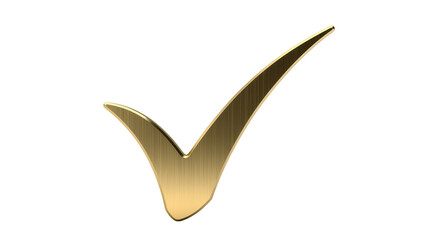 Shiny golden check mark symbol, isolated on transparent background © Emilija