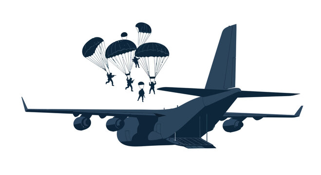 Military Cargo Plane Drops Paratroopers Mid-Air