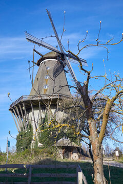 Beautiful North German gallery windmill (Dutch-style gallery windmill)