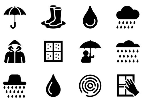 Vector of rain icons and symbols