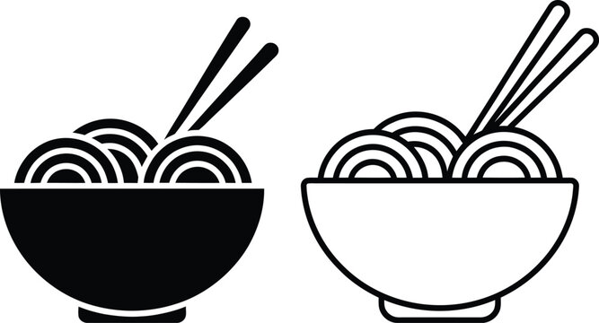 Two bowls of noodles with chopsticks resting inside each bowl