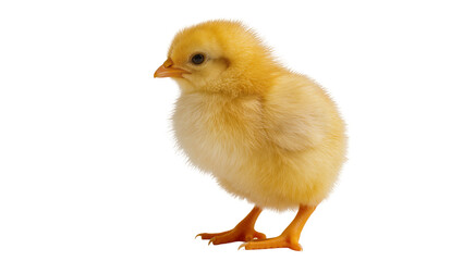 Fototapeta premium Fluffy yellow chick standing, isolated on transparent background