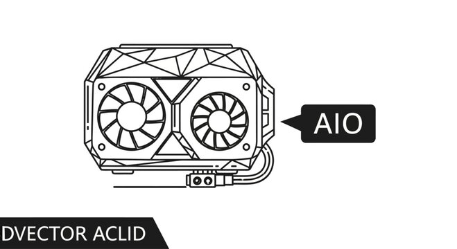 AIO Liquid Cooling System Vector Icon