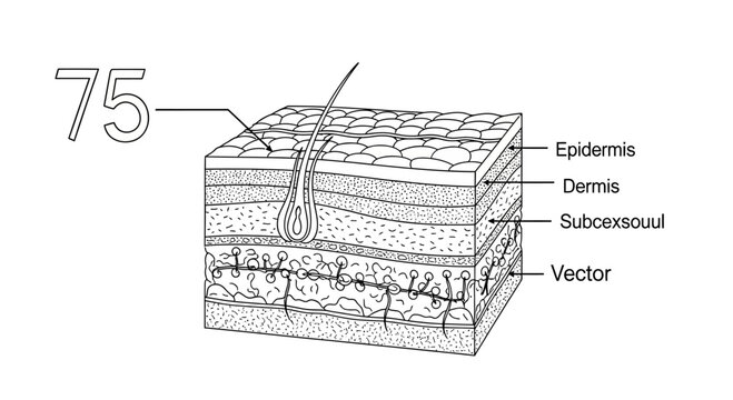 Anatomical Cross Section of Human Skin Layers Diagram