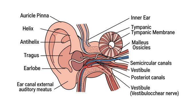Anatomical Diagram of Human Ear Structure