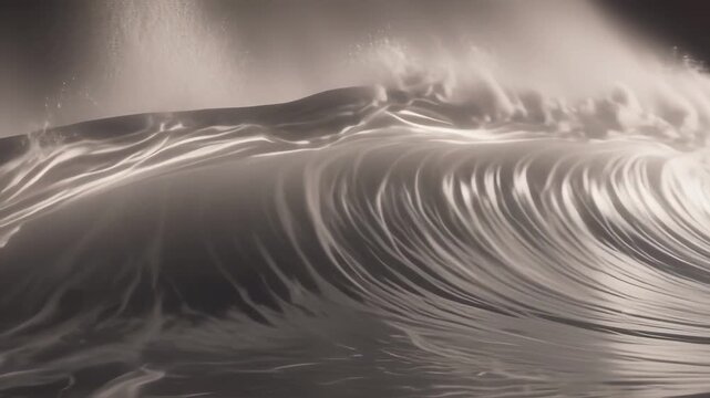 A breathtaking monochrome close-up captures the raw power and intricate liquid sculpture of an ocean wave cresting dramatically, revealing its dynamic energy and beautiful textures