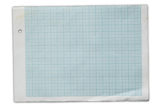 Vintage blue graph paper background with hole punch isolated on transparent background