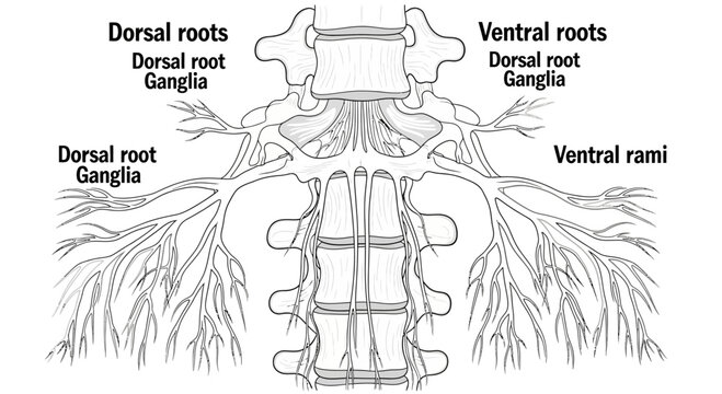 Anatomical Diagram of Human Spinal Nerve Roots and Ganglia