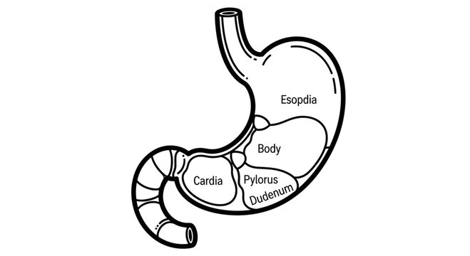 Anatomical Diagram of Human Stomach Parts