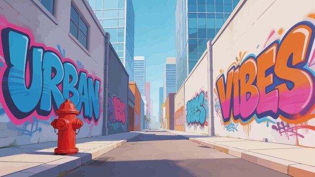 Graffiti alley with fire hydrant