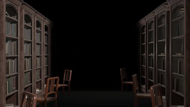 Bookshelf in Library background and Loop