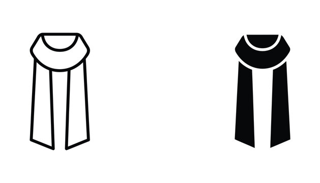 Academic graduation stole icon set in outline and solid black style for educational events and apparel