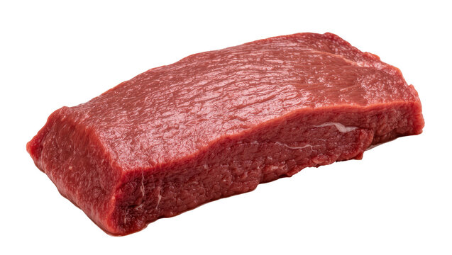 Raw beef steak with visible texture, isolated on transparent background