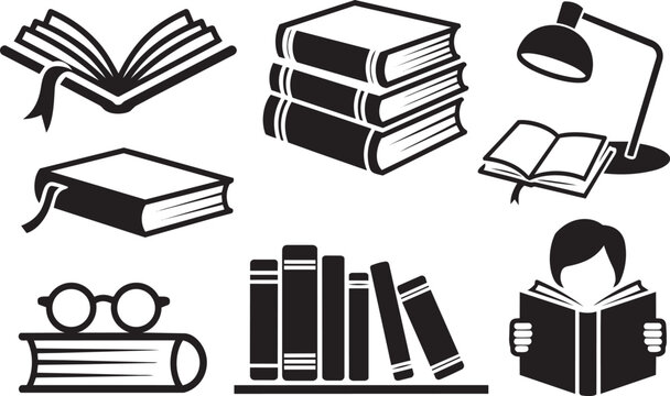 Black and white book education reading for bookmark and library with knowledge with learning