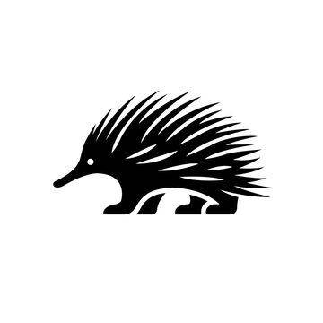 Echidna Black and White Illustration