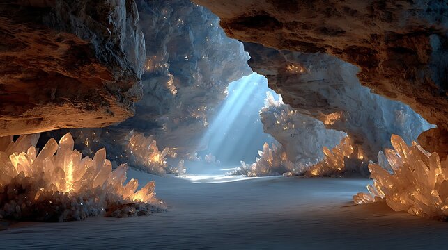 Mystical quartz crystal cave interior images
