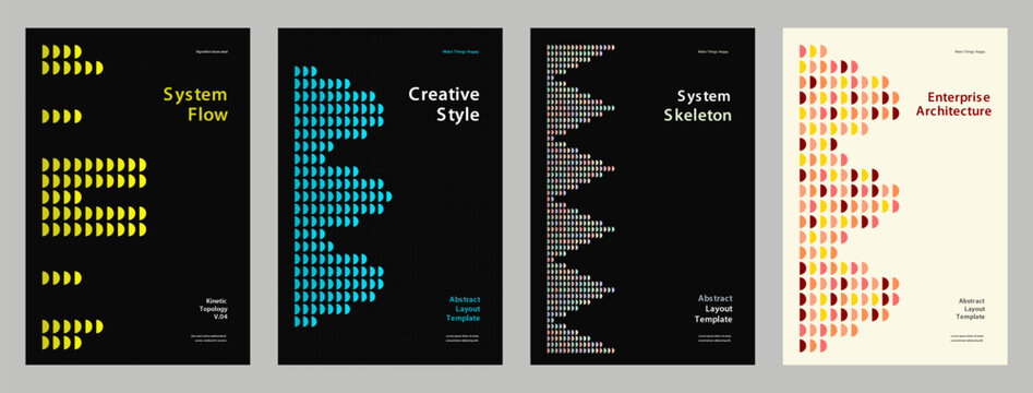 Abstract Geometric Poster Collection System Flow, Creative Style, Skeleton, Architecture Design Set