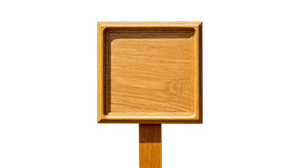 Empty square wooden signpost with carved border, isolated on transparent background © Elena