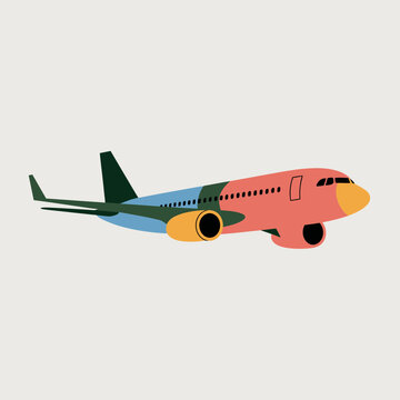 Airplane vector illustration, colorful, side view plane aircraft transportation