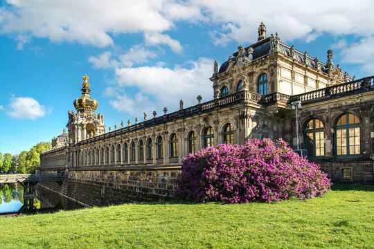 Dresden, Germany. View of the Zwinger and its crown tower on a spring day.
