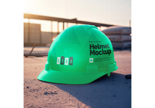 Construction Helmet Mockup Realistic Template for Visual Identity Showcase