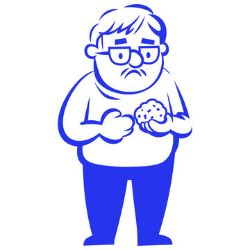 Grumpy old man with cookie