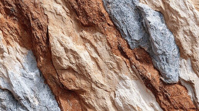close-up of multicolored rocky cliffs showing textured surface and stratification