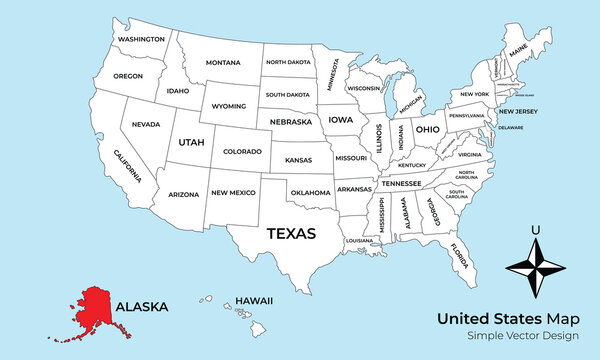 A clear and simple map of the United States of America, showing all the states with their names clearly labeled.
