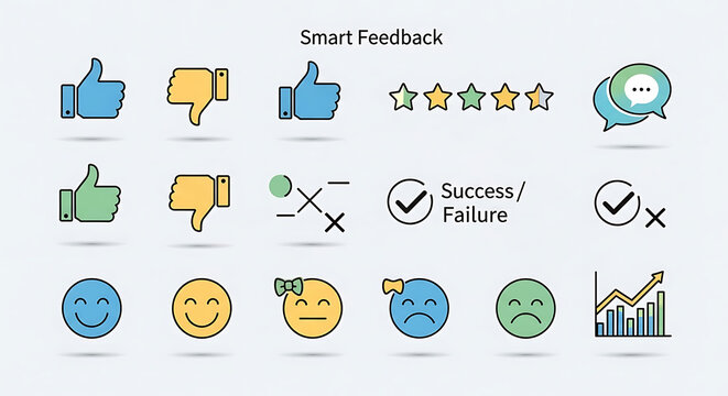 Smart feedback icons for user ratings and evaluation