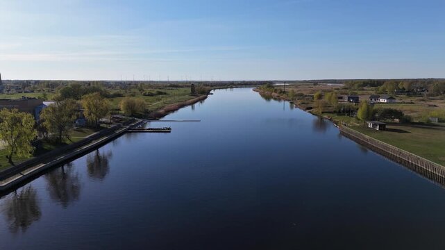 Aerial View of Lielupe River in Jelgava Latvia Landscape
