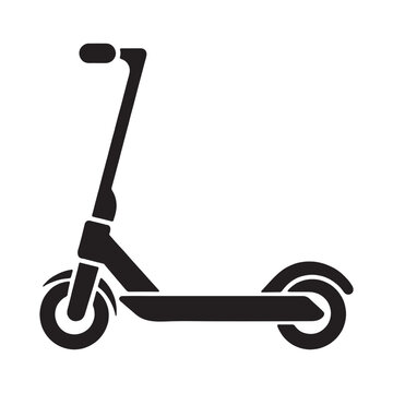 Electric Kick Scooter Black Silhouette Glyph Icon Transparent Background Flat Vector Symbol Urban Mobility