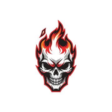 Flaming Skull Graphic Design Element.