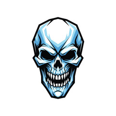 Blue Skull Face Closeup Illustration. © Sa Creative