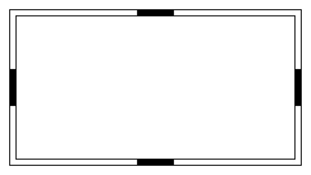 Black colour presentation background with four side fill rectangle shape in rectangle geometric frame | Minimal vector presentation template