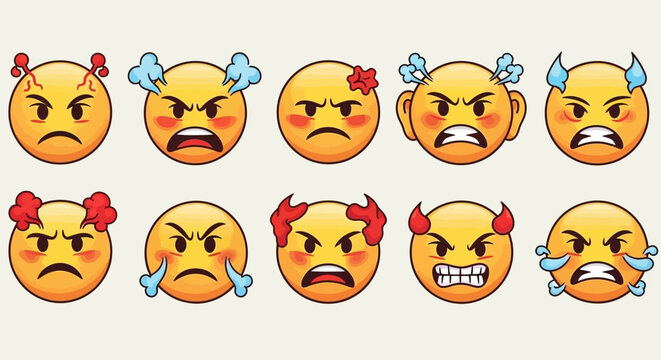 Angry emojis with devil and angel wings expressions ai dashboard data visualization futuristic interface analytics UI digital technology