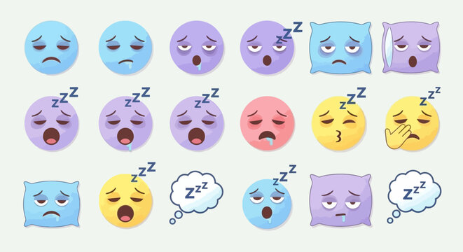 Tired emoticon faces with sleepy expressions ai dashboard data visualization futuristic interface analytics UI digital technology