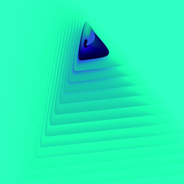 Illustrazione digitale minimalista con piramide a gradoni su sfondo verde acqua