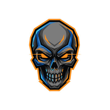 Grey Skull with Orange Eyes.