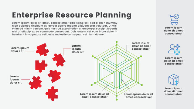 Enterprise Resource Planning Presentation Slide Template with Business Process and ERP Infographic