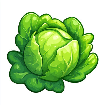 A playful, isometric green cabbage with soft 3D textures. This cute, cartoon-style vegetable features vibrant layers and a polished finish, designed as a high-quality icon for mobile gaming apps.