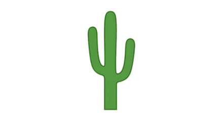 Obraz premium A green Saguaro cactus icon stands alone in a desert landscape illustration.