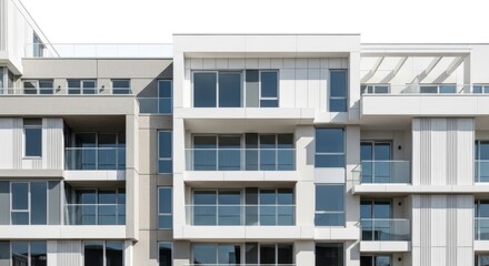 Obraz premium modern apartment building with white facade and blue windows high quality professional