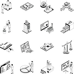 Fototapeta premium Set of Isometric Style Business Illustrations 